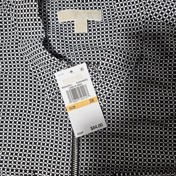 NEW Michael Kors Geometric Black White Full Zip-Up Blouse 3X - Picture 10 of 13